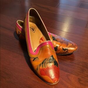 JOHN FLUEVOG 8.5 hand painted floral peru exceed expectations Elegant Flats shoe